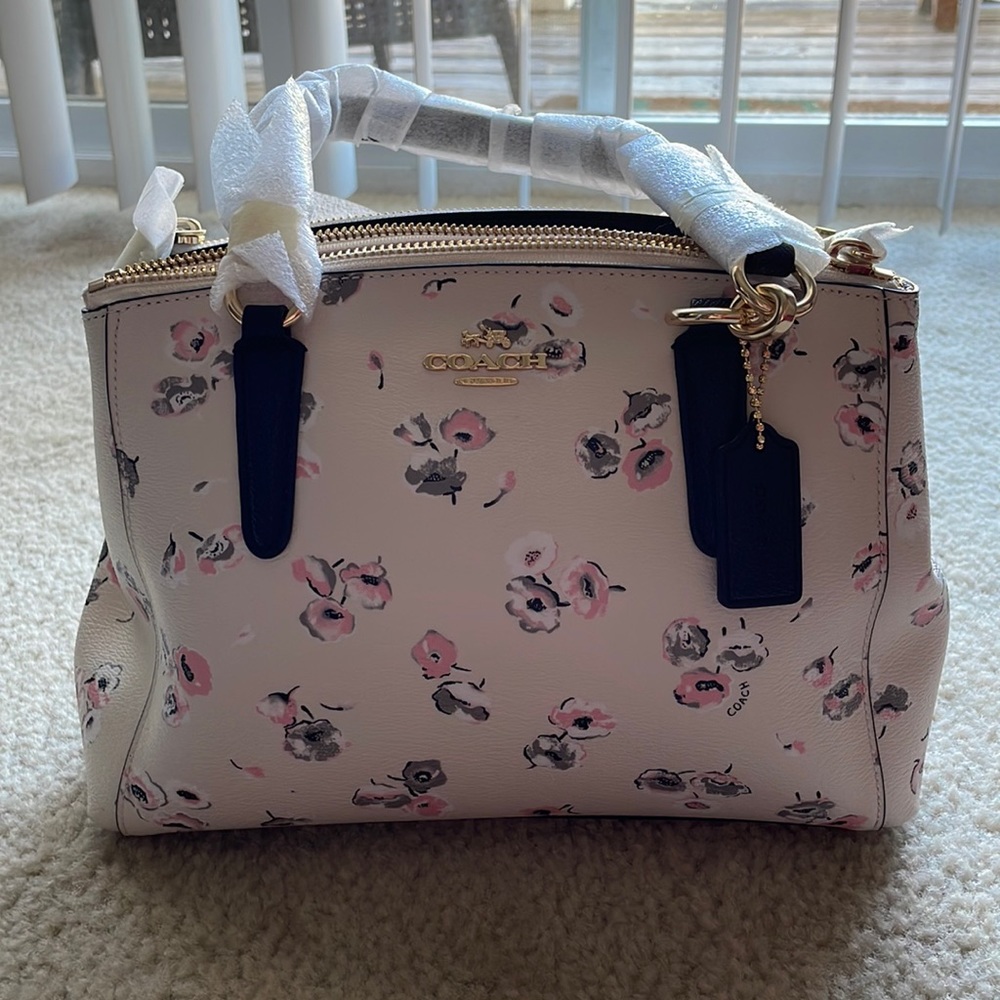 NWT coach purse! Cute Floral white, pink and black. 11x7x5
